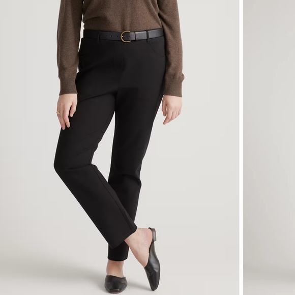 Quince Pants - Quince Ultra Stretch Ponte Straight Leg Pants Trousers Solid Black Size M Petite